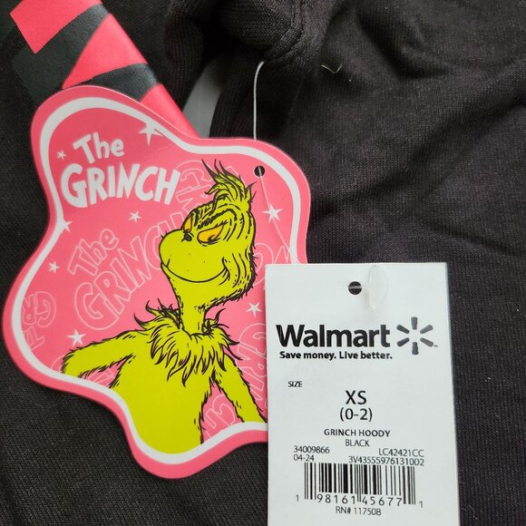 Grinch Hoody Size XS Black New - Picture 3 of 5